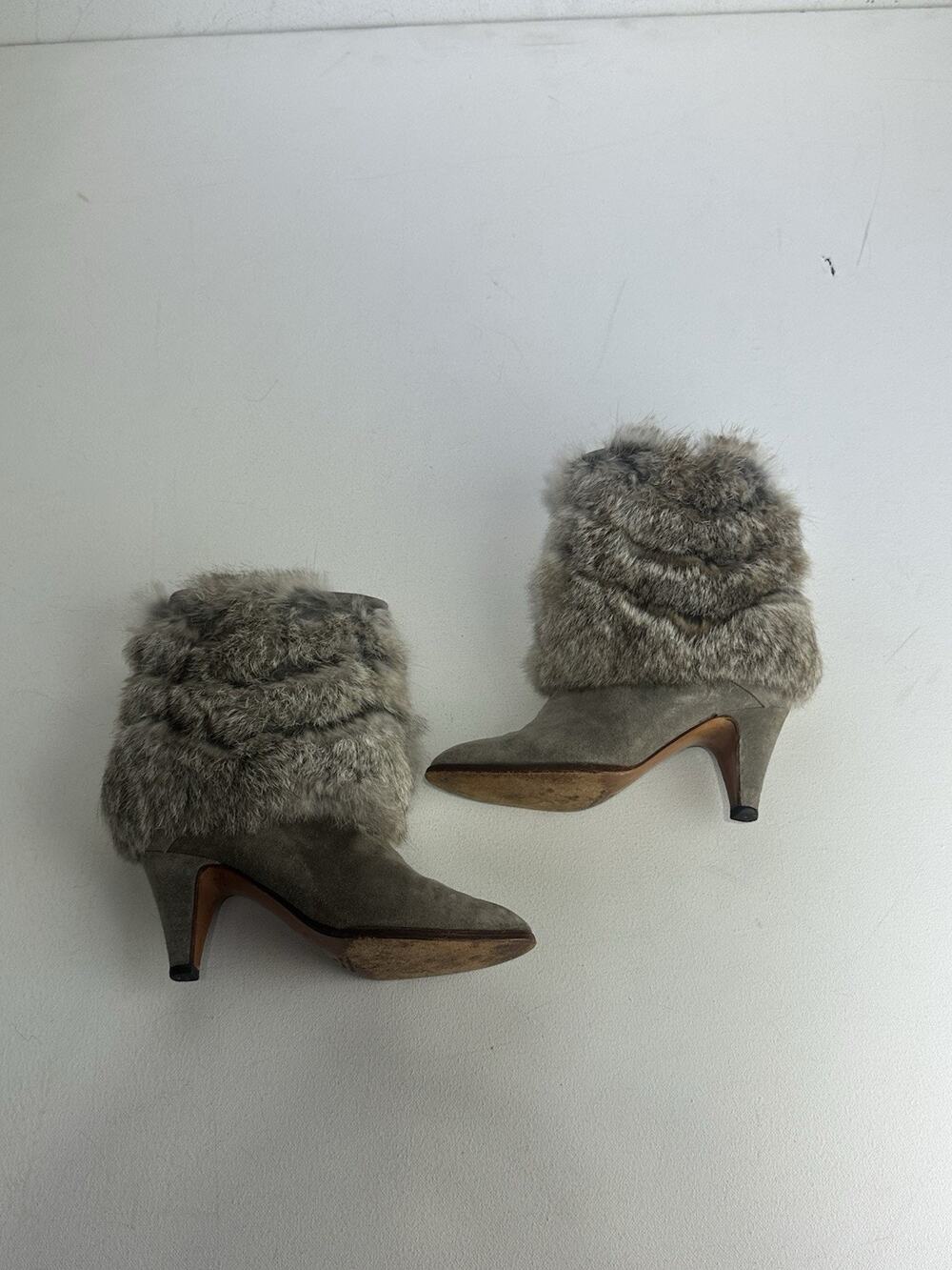 andrew geller fur trim booties ankle stiletto heeled Size 5